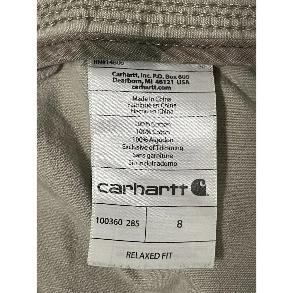 Women's Carhartt Relaxed Fit Roll‎ Up Cargo Short Size 8 Beige